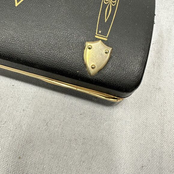 Vintage Shields Men's Accessory Jewelry Case Organizer Faux Leather Red Velvet - Picture 8 of 15